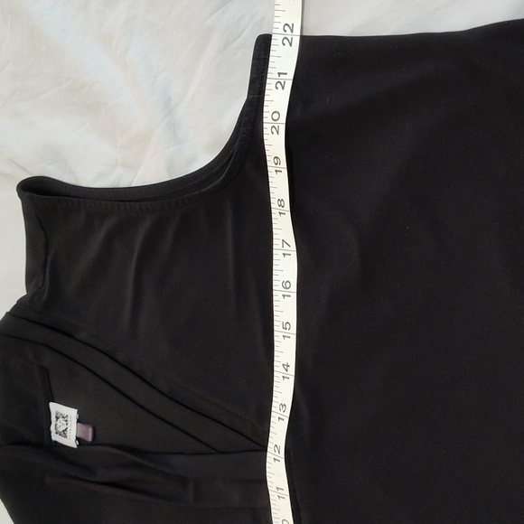 Kim Rogers Size XL Black Sleeveless V Neck Cowl Detail Shell Blouse Layering - Picture 10 of 14